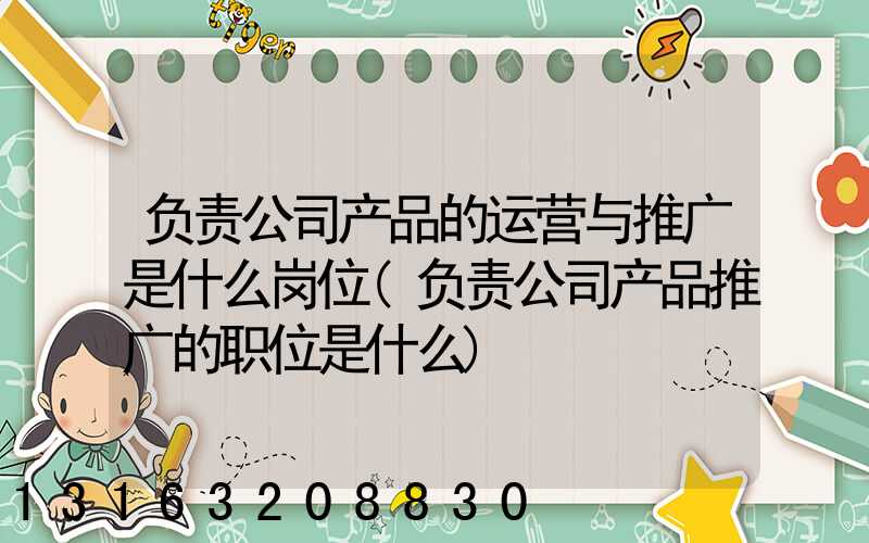 负责公司产品的运营与推广是什么岗位(负责公司产品推广的职位是什么)