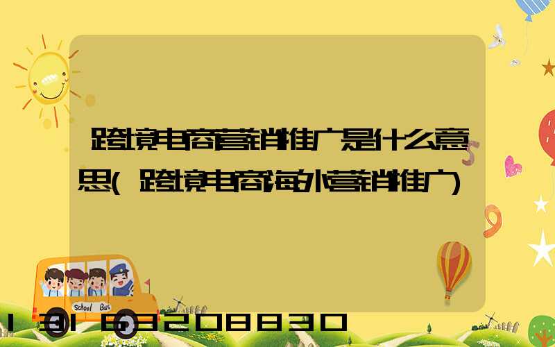 跨境电商营销推广是什么意思(跨境电商海外营销推广)