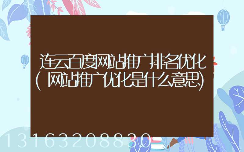 连云百度网站推广排名优化(网站推广优化是什么意思)