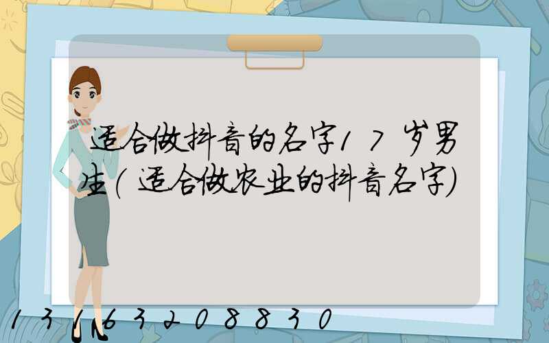 适合做抖音的名字17岁男生(适合做农业的抖音名字)
