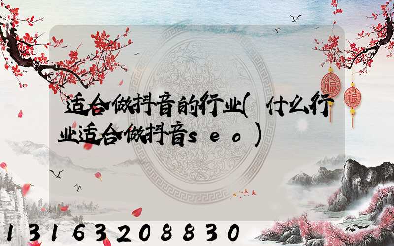 适合做抖音的行业(什么行业适合做抖音seo)