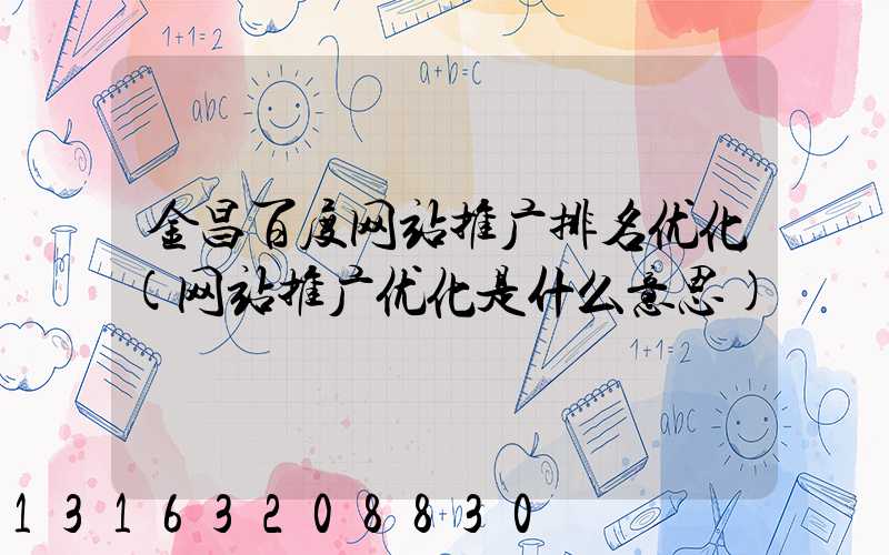金昌百度网站推广排名优化(网站推广优化是什么意思)