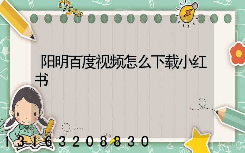 阳明百度视频怎么下载小红书