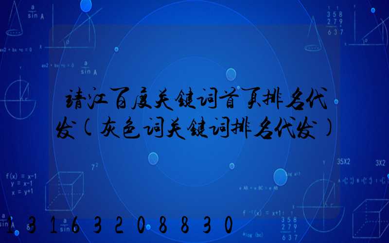 靖江百度关键词首页排名代发(灰色词关键词排名代发)