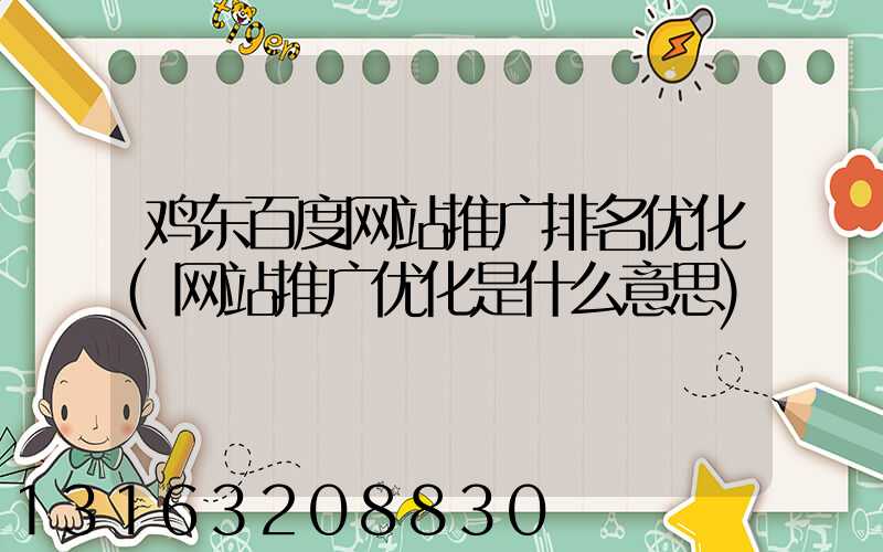 鸡东百度网站推广排名优化(网站推广优化是什么意思)